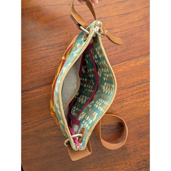 Vintage Fossil Key Per Felicity Coated Canvas Crossbody Bag Purse Leather Trim - Picture 6 of 10